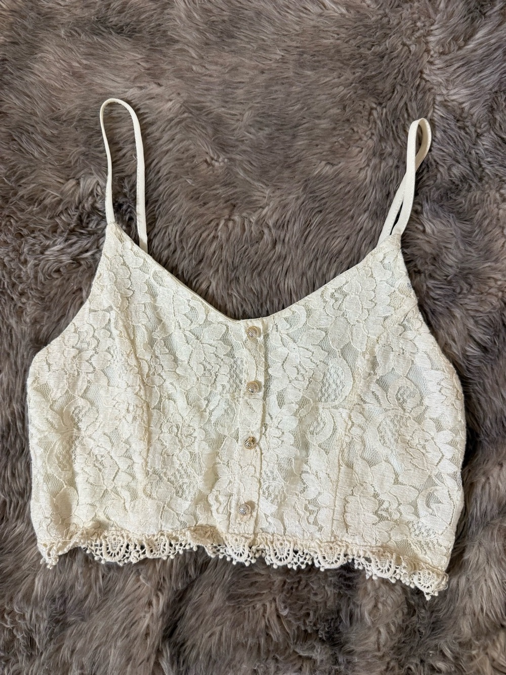 Foreign Exchange Cream Floral Lace Top